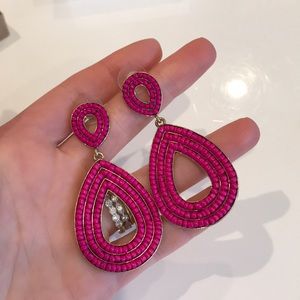 Pink Bauble Bar Statement Earrings